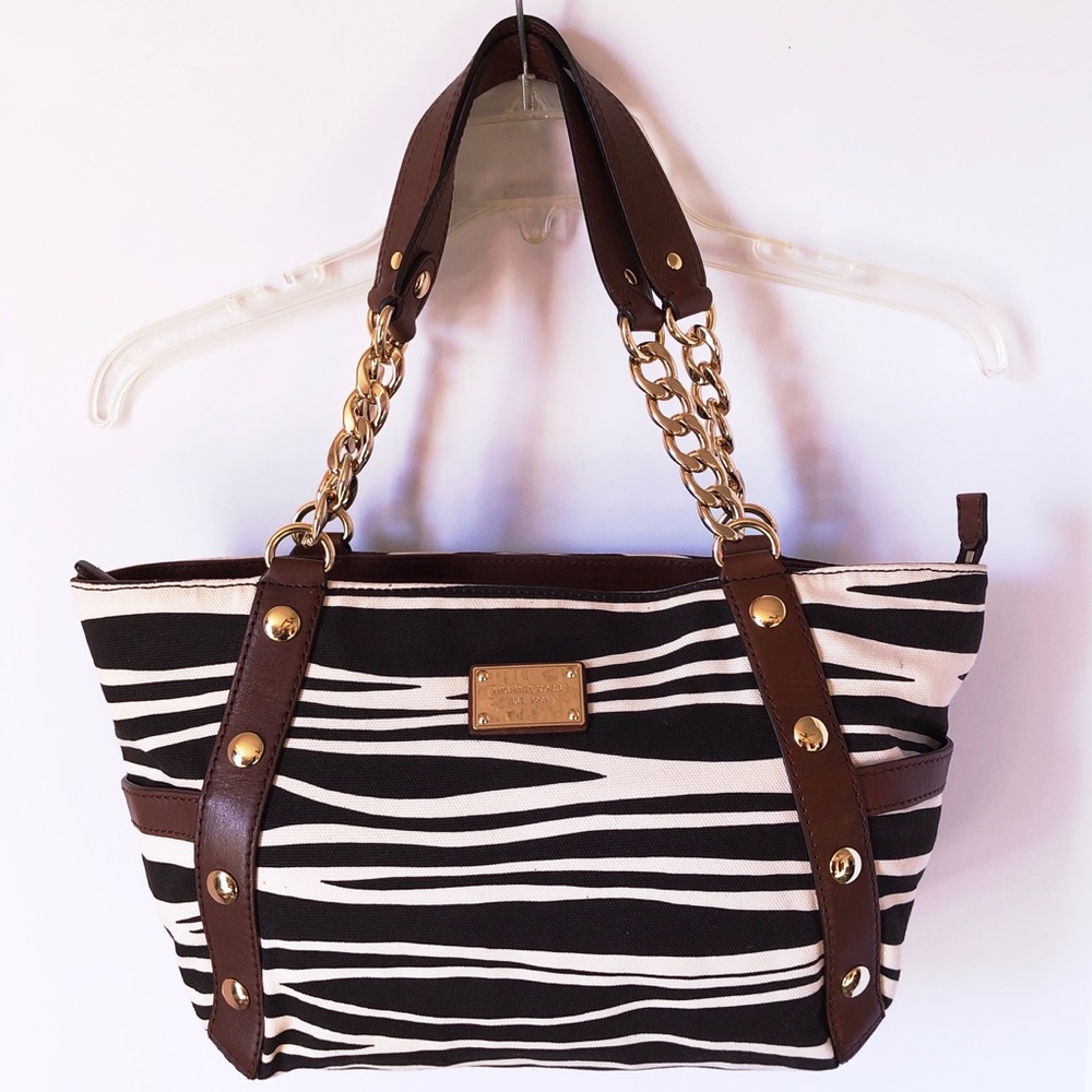 Michael Kors Zebra Print Canvas & Leather Tote